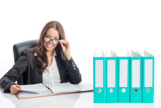 Businesswoman with files