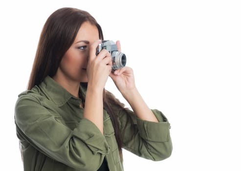 Young woman with camera