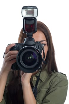 Young woman with camera