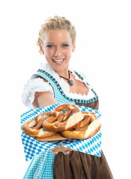 Bavarian girl with Brezn