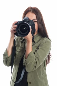 Young woman with camera