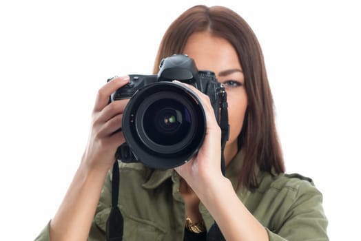 Young woman with camera