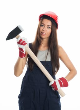 Female craftsman with drill