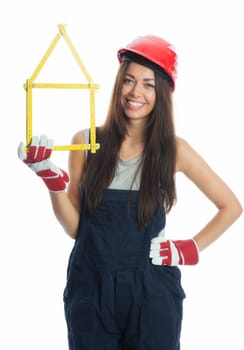 Female craftsman with customs stick