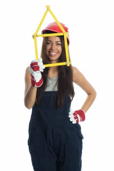 Female craftsman with customs stick
