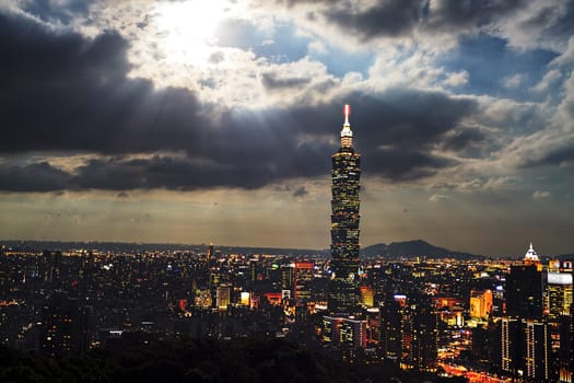 Nice view of Taipei, Taiwan evening