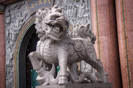 Asian temple with zodiac signs and religious symbols in Malaysia