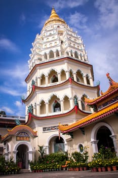 Asian temple with zodiac signs and religious symbols in Malaysia
