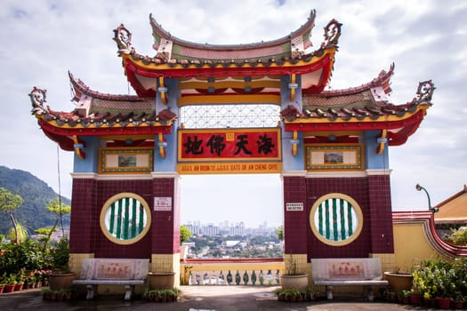 Asian temple with zodiac signs and religious symbols in Malaysia