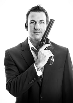 Young man with gun