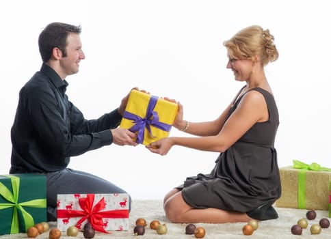 Couple in love at Christmas