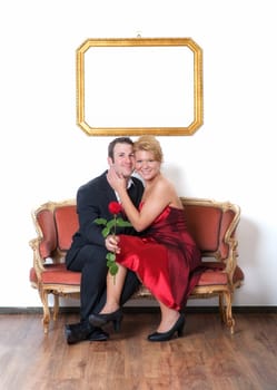 Couple in love on the sofa