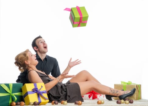 Couple in love at Christmas