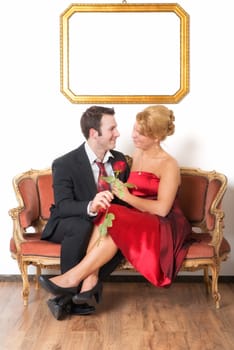 Couple in love on the sofa