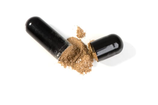 Opened food supplement capsule