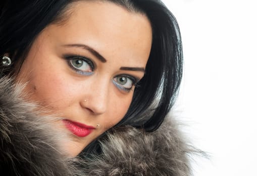 Racy woman with fur collar