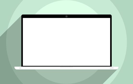 Laptop with blank screen. Flat design illustration.
