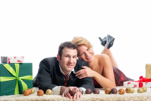 Couple in love at Christmas
