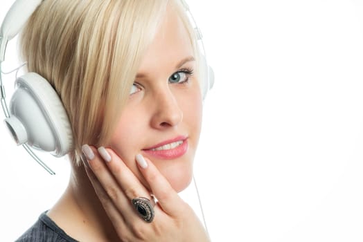 Blonde girl with headphones