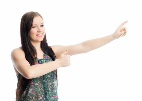 Young girl gives hand signals