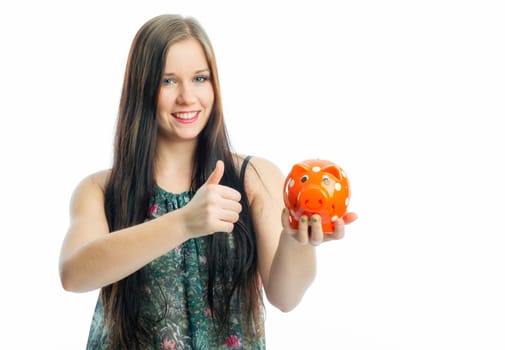 Girl with piggy bank