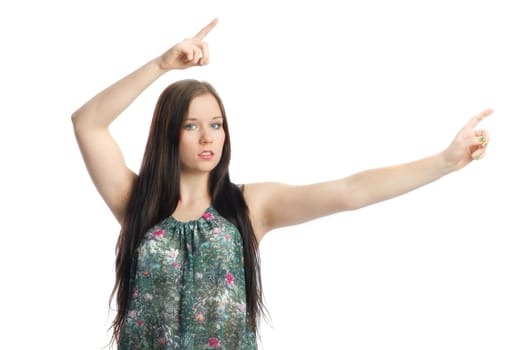 Young girl gives hand signals