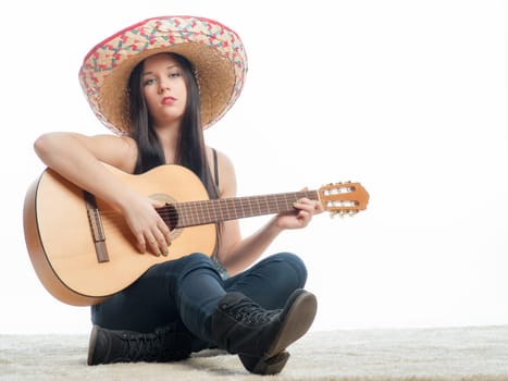 Girl plays guitar
