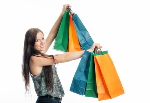 Young girl in a buying frenzy