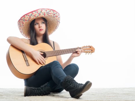 Girl plays guitar