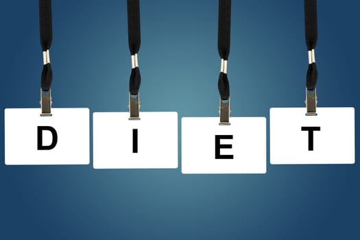 Diet word on badge with blue background