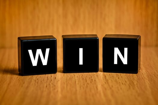 win text on black block