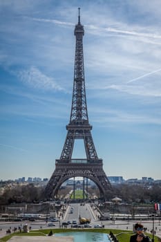 eiffeltower in paris landmark in front of blue sky in spring architecture view