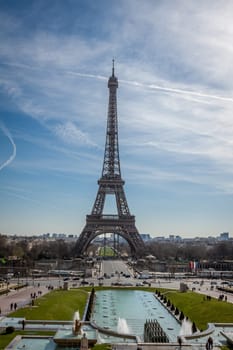 eiffeltower in paris landmark in front of blue sky in spring architecture view