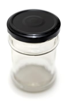 A close up shot of a glass jar