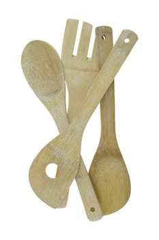 A close up shot of wooden spoons