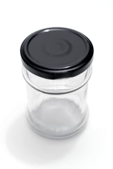 A close up shot of a glass jar