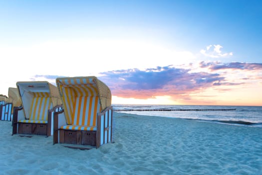 Beach baskets by the sea