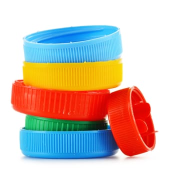 Plastic bottle caps isolated on white