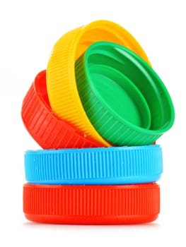 Plastic bottle caps isolated on white