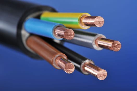 Macro detail of a stripped power cable