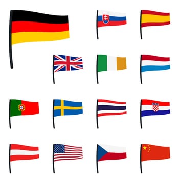 collection of flags germany,eu,usa