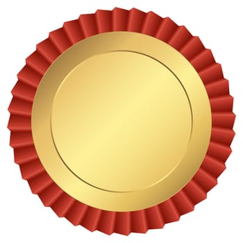 gold button template with red ribbon