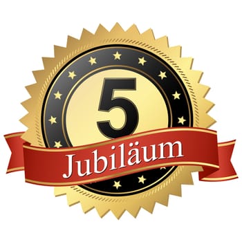 Jubilee button with banners german - 5 years