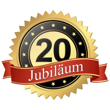 Jubilee button with banners german - 20 years