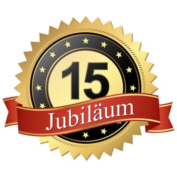 Jubilee button with banners german - 15 years