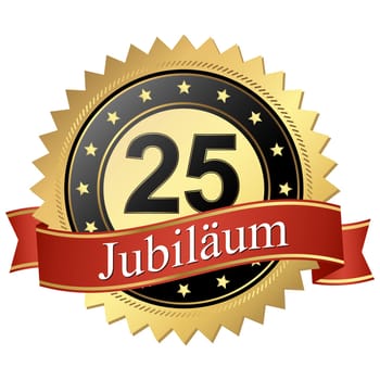 Jubilee button with banners german - 25 years