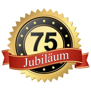 Jubilee button with banners german - 75 years old