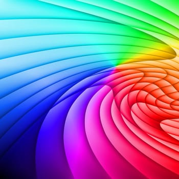 Background is made of different colored waves. Rainbow.