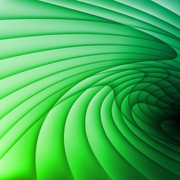 Backdrop is made of green gradient wavy stripes.