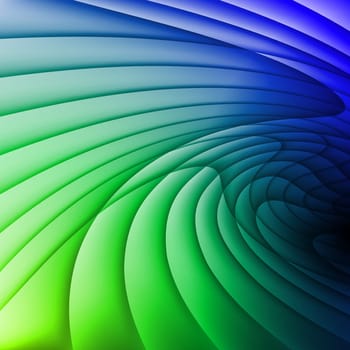 Background is made of green and blue waves.